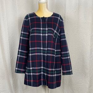 Talbots Navy Plaid Swing Coat - L